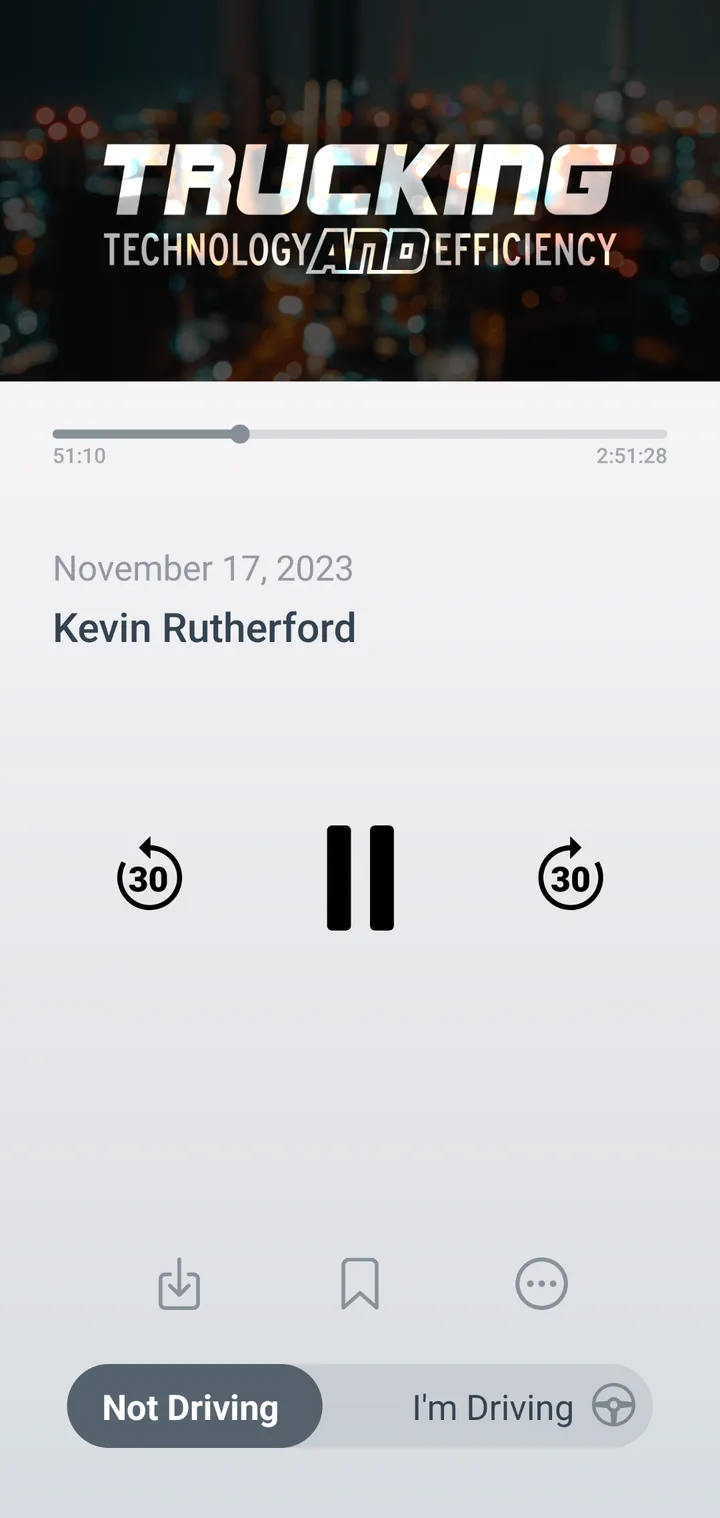 The Let’s Truck app playing an episode of Trucking Technology